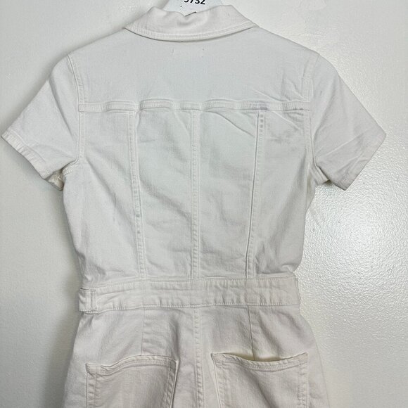 GOOD AMERICAN Fit for Success Denim Utility Dress Denim in Wash White Size Small - Picture 10 of 15